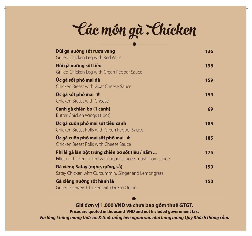 Menu Chicken