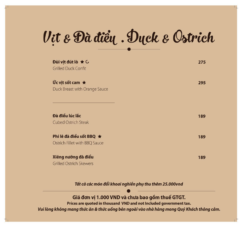 Menu Duck & Orchich